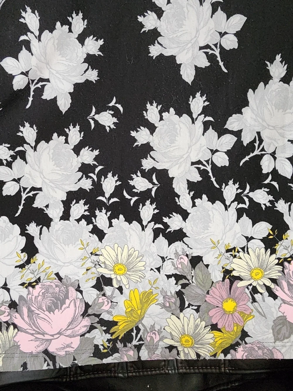 LuLaRoe Black Maxi Skirt with Pink and Gold Floral Border